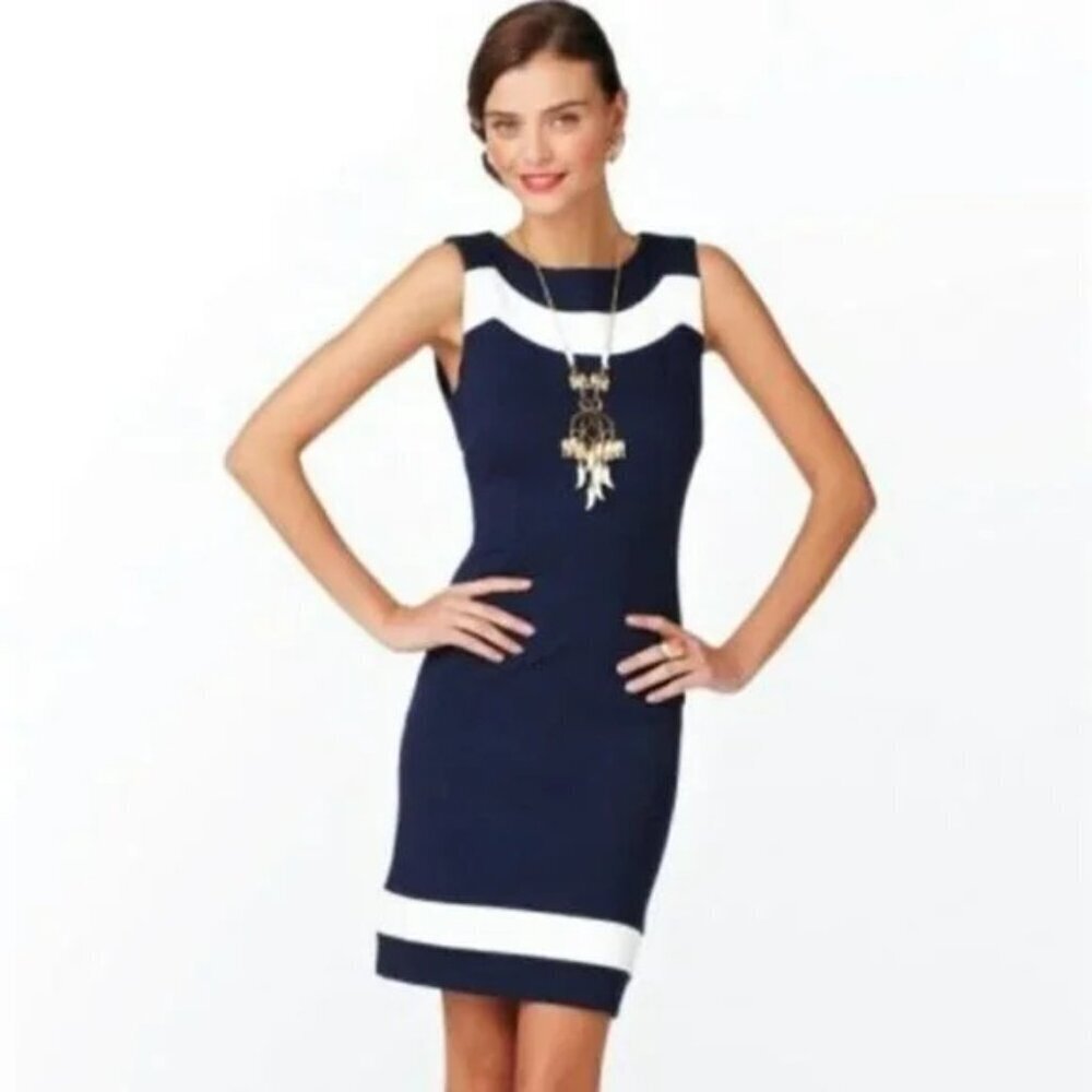 Lilly Pulitzer Women Sleeveless Mini Allaire Stripe Dress Size M Navy White